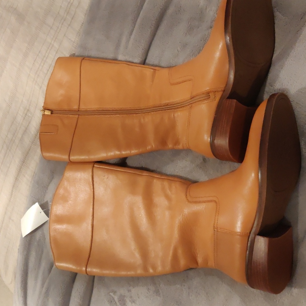 New!Vince Camuto camel leather knee boots Y2K Shabbychic Cottagecore Vintag - Picture 9 of 14